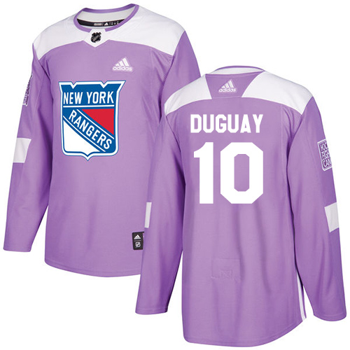 Adidas Rangers #10 Ron Duguay Purple Authentic Fights Cancer Stitched NHL Jersey - Click Image to Close